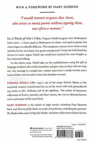 A Room of One's Own Back Cover by Virginia Woolf