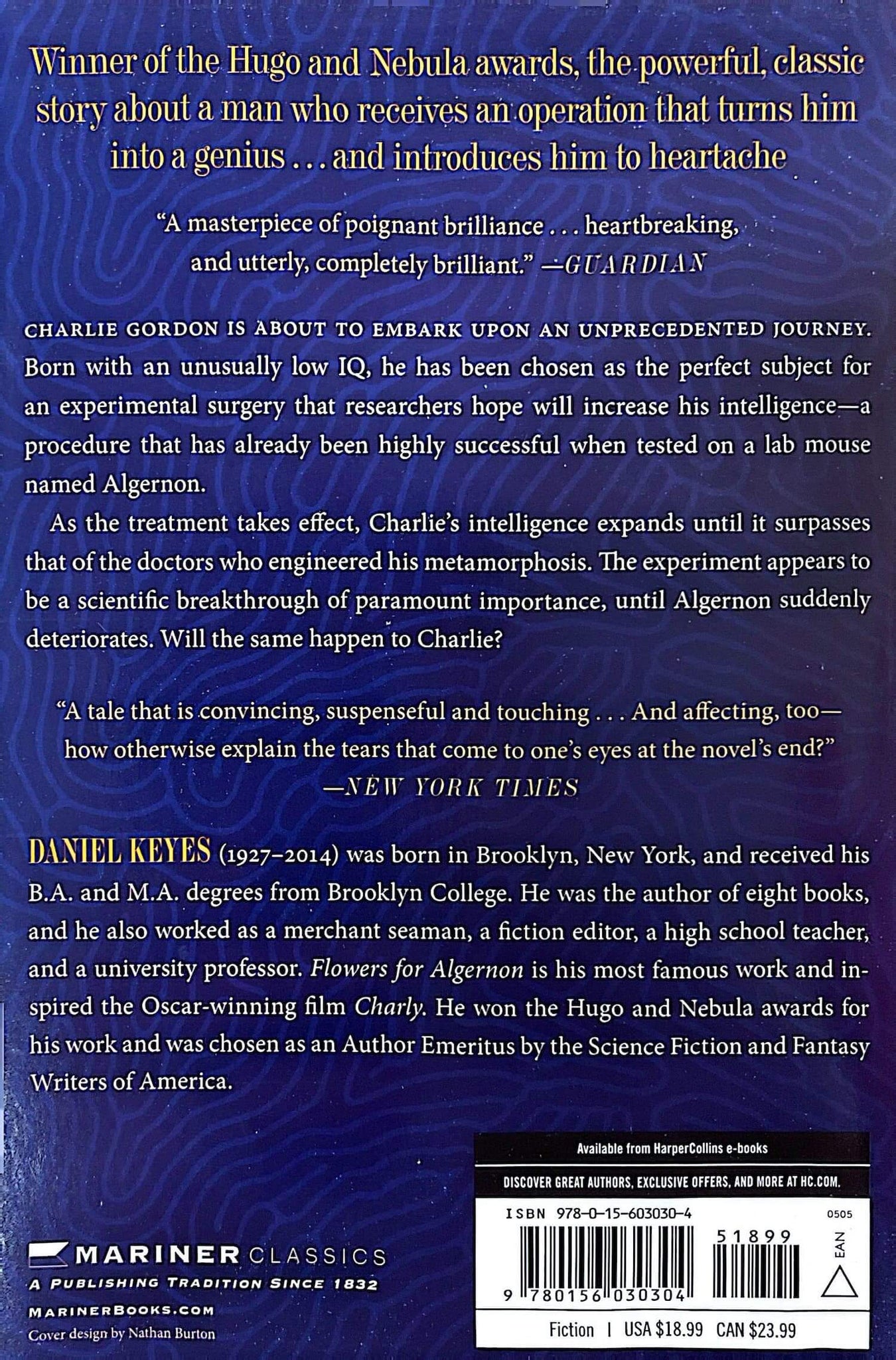 Flowers for Algernon Back Cover by Daniel Keyes