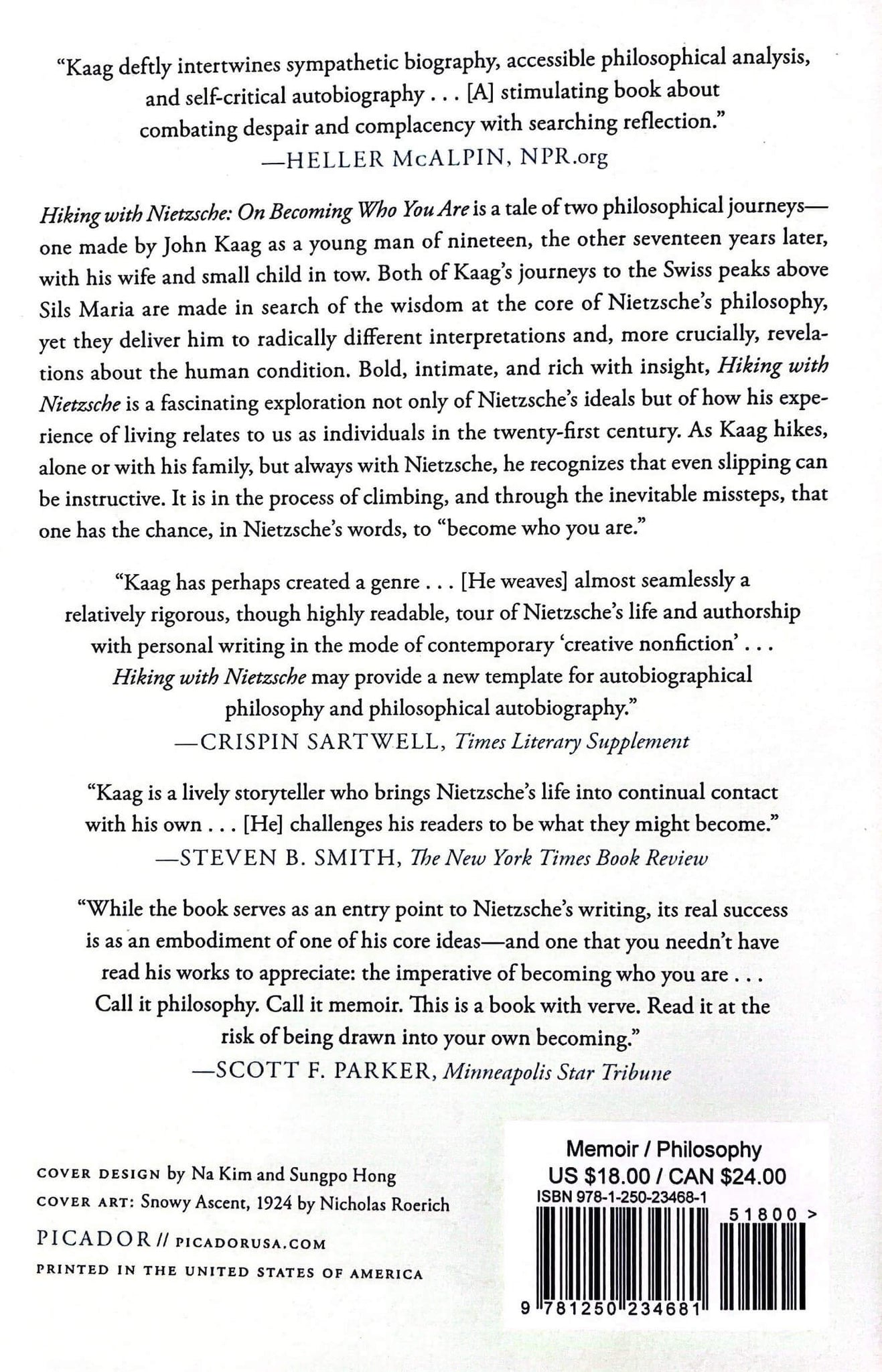 Hiking with Nietzsche Back Cover by John Kaag